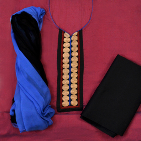 Designer Dress Material - Cotton Blend, 1.5m Dress & 2.25m Dupatta, Maroon Color, Embroidered Design | Elegant Design, Durable Material, Smooth Texture, Light Weight