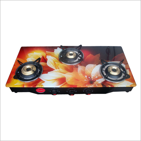 Flower Print Three Burner Gas Stove