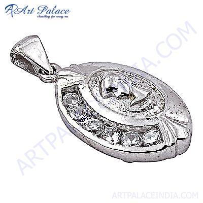 Antique Style Gemstone Cubic Zirconia Silver Pendant