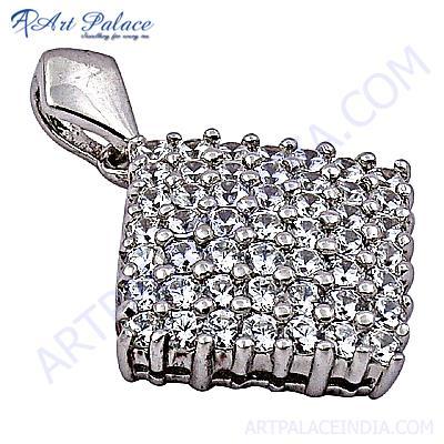 Classic Cubic Zirconia Sterling Silver Pendant