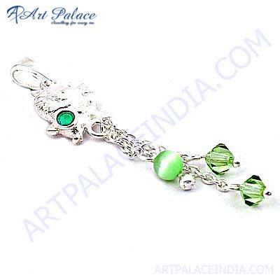 Fashionable Multi Stone Sterling Silver Pendant