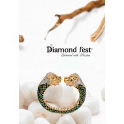 Diamond-fest - Gold Emerald Adjustable Size, Green Stones, Pave Setting, Elegant Style