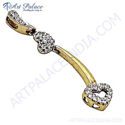 Fashion Accessories Gold Plated Silver Pendant With Cubic Zirconia
