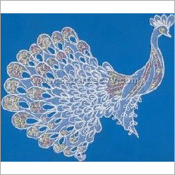 Sequin Embroidery Design - Sequins Fabric, 10x10 cm, Blue | Elegant Peacock Pattern, Intricate Detail