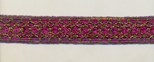 Designer Fancy Border - Fabric Thread, 1 Inch Width, Maroon | Elegant Design, Durable, Versatile, Embroidered Pattern
