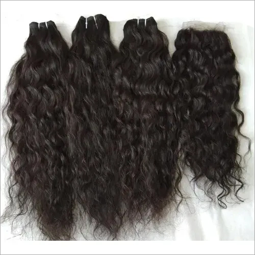 Weaving Natural Curly Human Hair And Closure 4X4, Transparent Lace