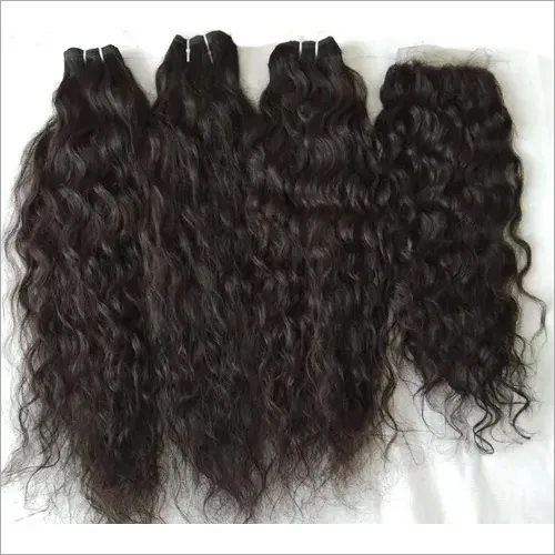 Natural Curly Human Hair And Closure 4x4, Transparent Lace