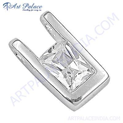 Classic Cubic Zirconia Sterling Silver Pendant