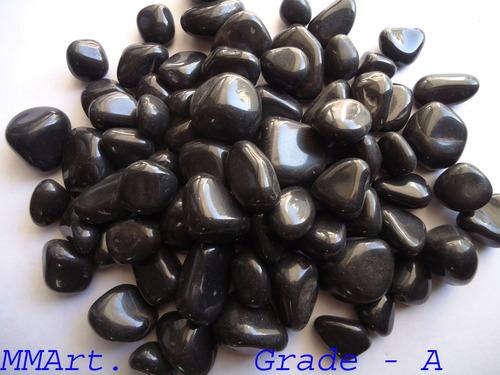 Dark Shiny Jet Black Tumbled High Polished Agate Garden Pebbles Stone