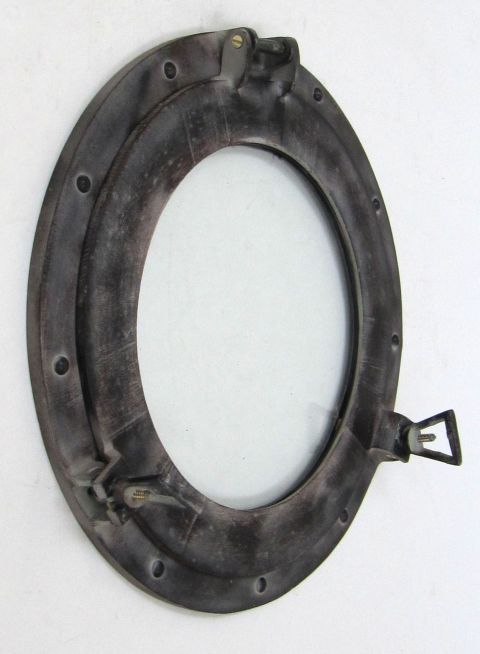 NAUTICAL ALUMINIUM POTHOLE MIRROR ANTIQUE BRONZE FINISH 15"