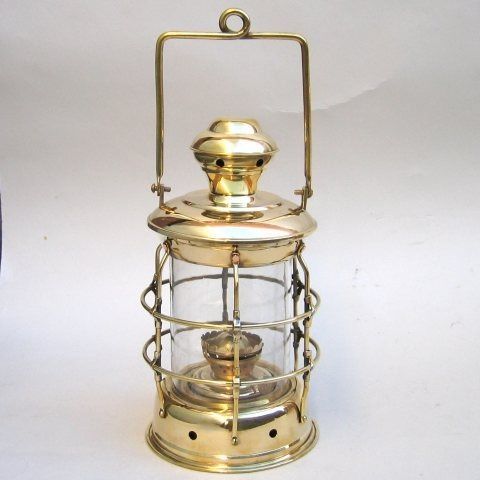 NAUTICAL BRASS CARGO LANTERN 5 SIDED 14"