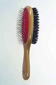 022013 Double Sided Comb (Pin & Blister Combination) - Wood, Metal, Plastic, 7x3 Inches, Brown | Coated Wire Pins, Natural Bristles, Comfortable Grip