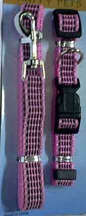 022013 Dogs Lead & Collar ( Pink Color)