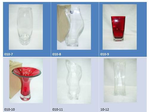 Glass Flower Vase - Glass, Varied Sizes, Clear & Red | Elegant Design, Durable, Easy to Clean