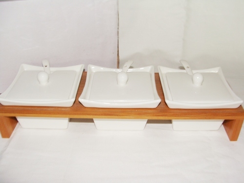 CERAMIC 3PCS PICKLE SET SQUARE MODEL