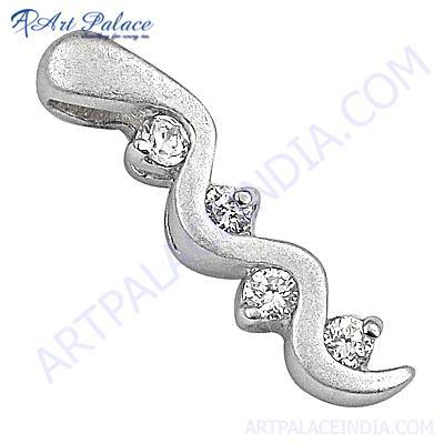 New Stylish Cubic Zirconia Sterling Silver Pendant