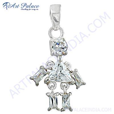 Latest Fashion Cubic Zirconia Gemstone Silver Pendant