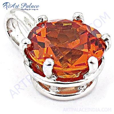 New Extra Shine Red Glass Gemstone Silver Pendant