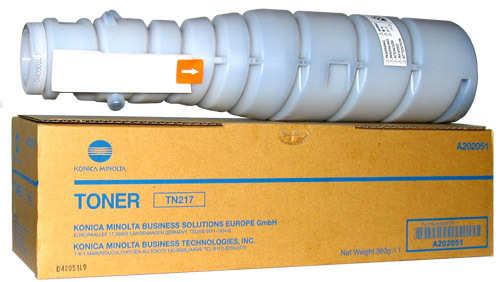 KONICA MINOLTA TN217 TONER CARTRIDGE - Plastic | Dimensions: 406.4 x 114.3 x 114.3 mm, Compatible with TN117, TN116, TN115, TN311