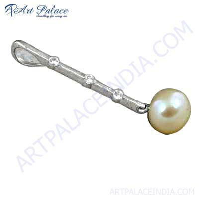 Delicate Pearl Gemstone Sterling Silver Pendant