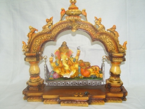 God - Ganesh Statue - Resin 12x8x6 Inches, Gold Color, Hand-Painted Finish, Intricate Details, Religious Significance