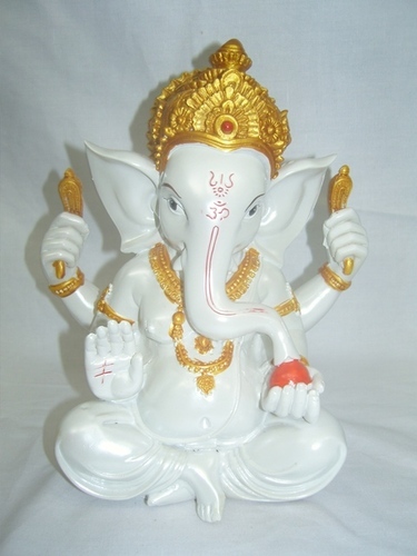 God - Ganesh Statue - Polyresin, 10 Inches, White, Matte | Sitting Design, Intricate Details, Durable Material, Religious Significance