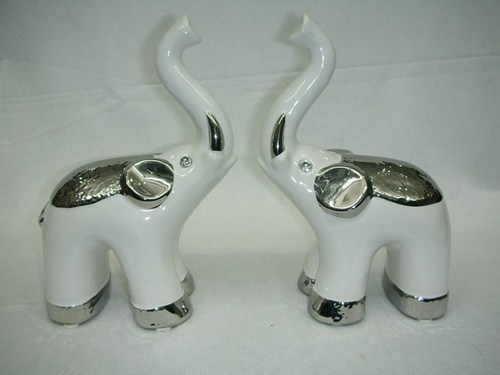 Ceramic Twin elephant statue