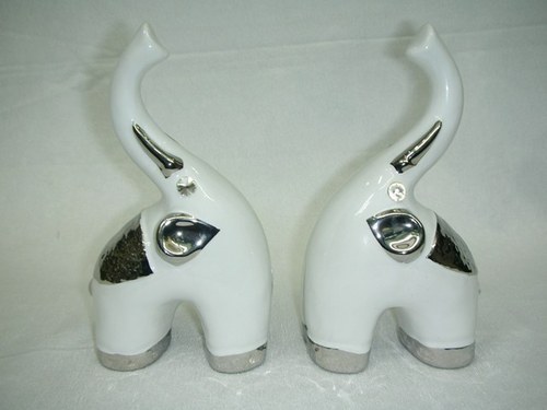 Ceramic Twin elephant statue