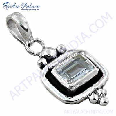 Designer Crystal Gemstone Silver Pendant 
