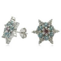 cluster earrings design, star shaped gemstone, 925 sterling silver earring with blue topaz 