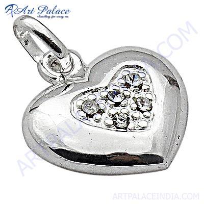 Trendy Heart Style Cubic Zirconia Silver Pendant