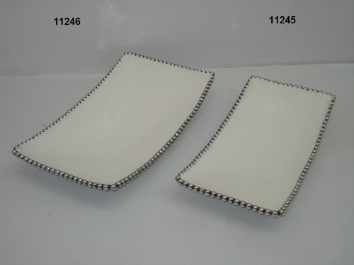White Enameled Rec.Fruit Dish