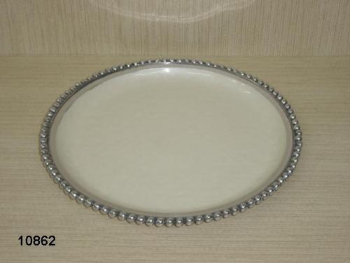 Aluminum White Enameled Round Fruit Platter