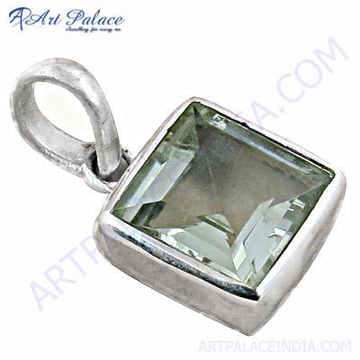 Delicate Crystal Gemstone Silver Pendant