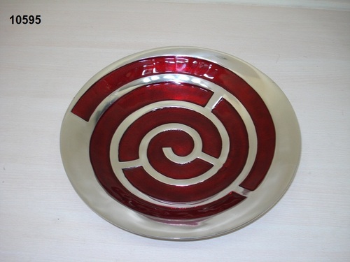 Red Swirl Design Fruit Bowl Round