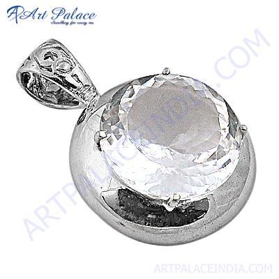 Classic Crystal Gemstone Sterling Silver Pendant