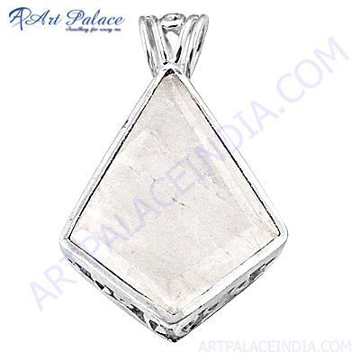 Top Quality Jewelry, Rainbow Moonstone Gemstone Silver Pendant