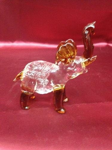 Glass Elephant Showpiece - Handcrafted Glass, Clear Color | Elegant Design, Intricate Detail, Durable, Collectible Gift