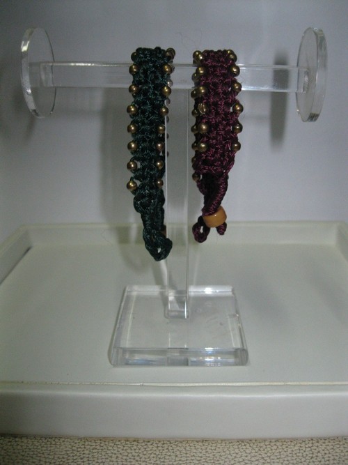 Multi Beads Bracelets - Glass & Wood Beads, 7-8 Inches, Burgundy | Handcrafted, Adjustable Knot, Durable Synthetic Cord