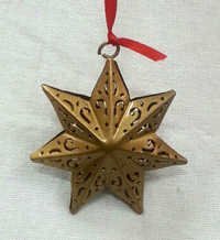 Christmas Decoration Star - Iron Sheet, 6.5x6.5 Cm, Golden Powder Coated | Eco-friendly, Easy To Install, Glossy Finish