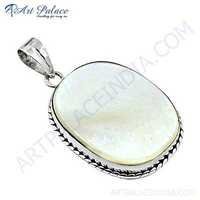 Celeb Style Shell Sterling Silver Pendant - Oval Shell 25x34mm, 16 Gms | 925 Sterling Silver