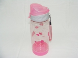 Water Bottle - Plastic 200x70mm Pink, Leakproof Durable Lightweight