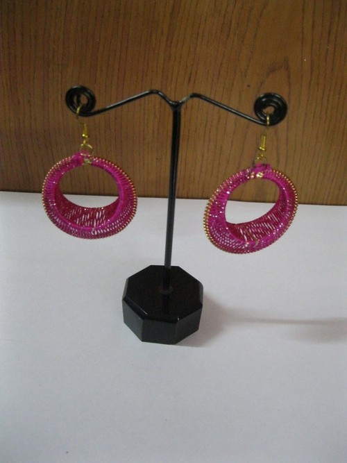 Earrings - Metal & Resin, 25 mm Diameter, Pink Color - Durable Material, Lightweight, Easy to Wear, Eye-Catching, Stylish Design