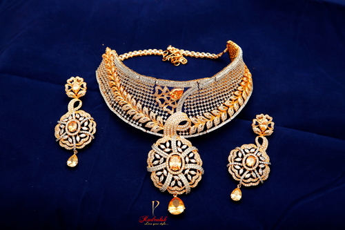 American Diamond Sets - Oval Cut, Silver and Golden Fancy Colors | Attractive Appearance, Fine Polishing, Stylish Design