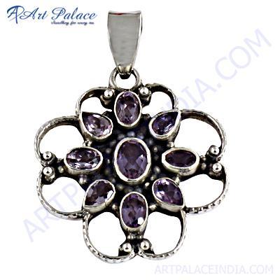 Truly Designer Amethyst Gemstone Silver Pendant