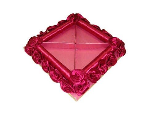 Satin Flower Sq - Satin Fabric 10x10x4 cm, Crimson, Handcrafted | Elegant Design, Durable, Versatile Napkin Holder