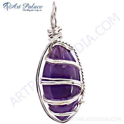 Latest Fashion Amethyst Gemstone Silver Pendant