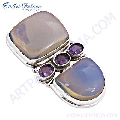 Wholesale Various Styles Amethyst & Synthetic Opal Gemstone Silver Pendant