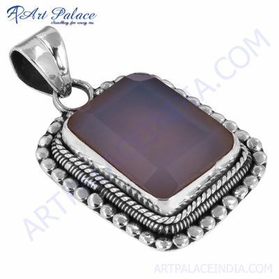 Victorian Designer Gemstone Silver Pendant With Chalce