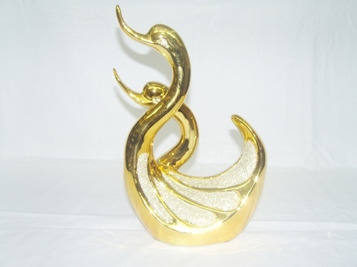 Duck Gold Ceramic Show Pieces - Ceramic, 15cm Height, Gold | Elegant Design, Durable, Glossy Finish, Smooth Texture